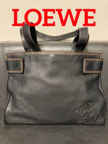 LOEWE Anagram Leather Tote Bag Black Shoulder