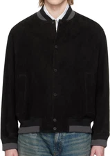 Men Black Suede Bomber Jacket Cafe Racer Pure Suede Custom Size S M L XL 2XL 3XL