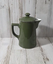 Vintage Hall China Co Ceramic Forest Green Coffee or Tea Pot Creamer Made in USA