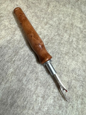 Hand carved Dark Maple Wood Large seam ripper sewing tool brushed chrome finish
