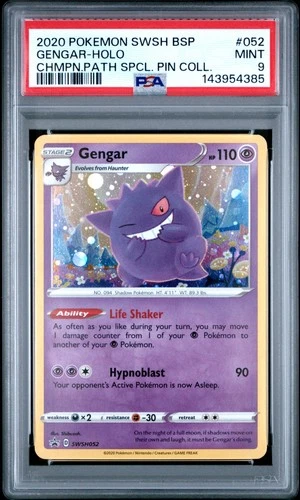 Gengar Holo PSA 9 2020 Pokemon SWSH Champions Path Black Star Promo #052