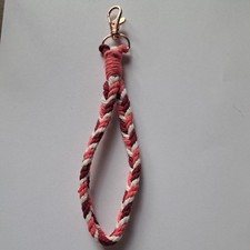 Handmade Macrame Keychain Wristlet, coral, burgundy, beige