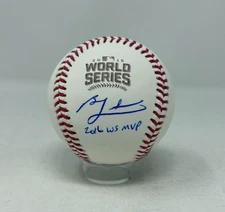 Ben Zobrist Signed Rawlings 2016 WS Logo BB "2016 WS MVP" Insc Fanatics Auth 431