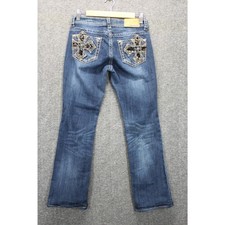 Grace in LA Jeans Womens 27 Stretch Low Rise Bootcut Med Wash Embroidered