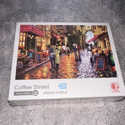 Hao Xiang Coffee Street 1000pc Art Jigsaw Puzzle Interlocking Cardboard Age 14+