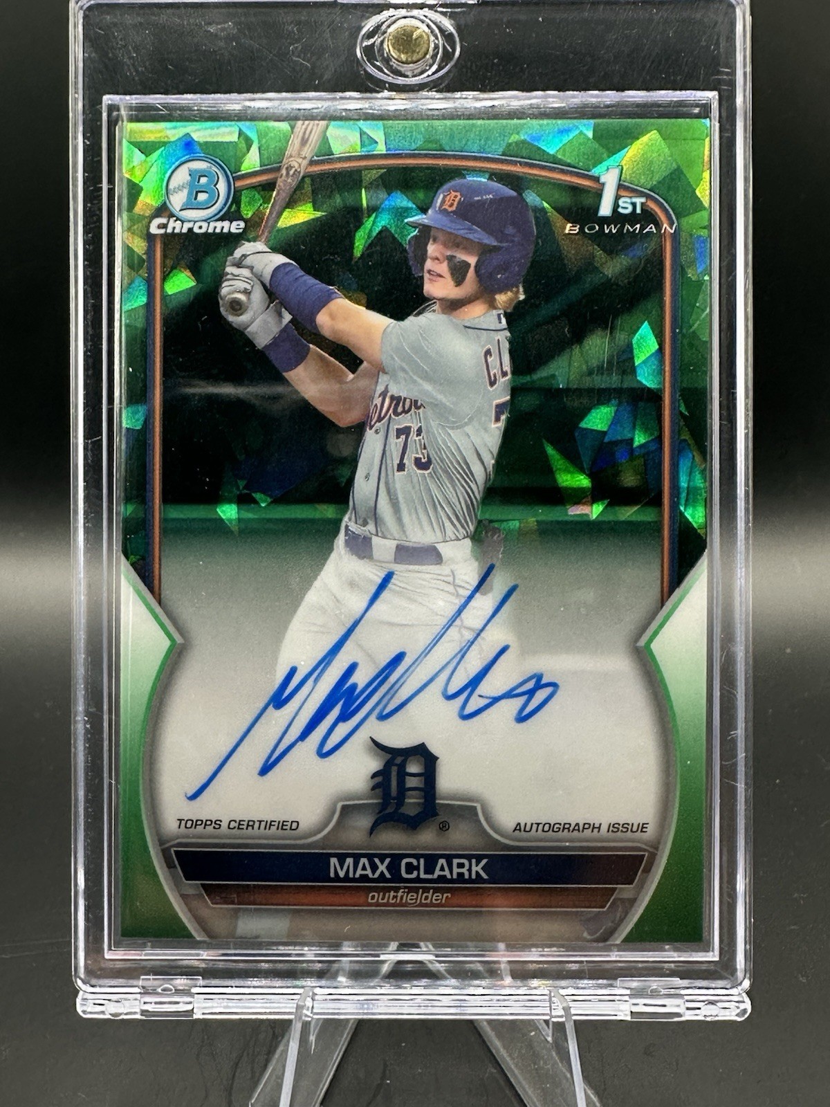2023 Bowman Draft Sapphire Max Clark Chrome Auto Green Refractor 1st #/99 Tigers