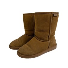 Minnetonka Suede Sheepskin Lined Boots Brown Moc Toe Womens Size 6 Winter Cozy