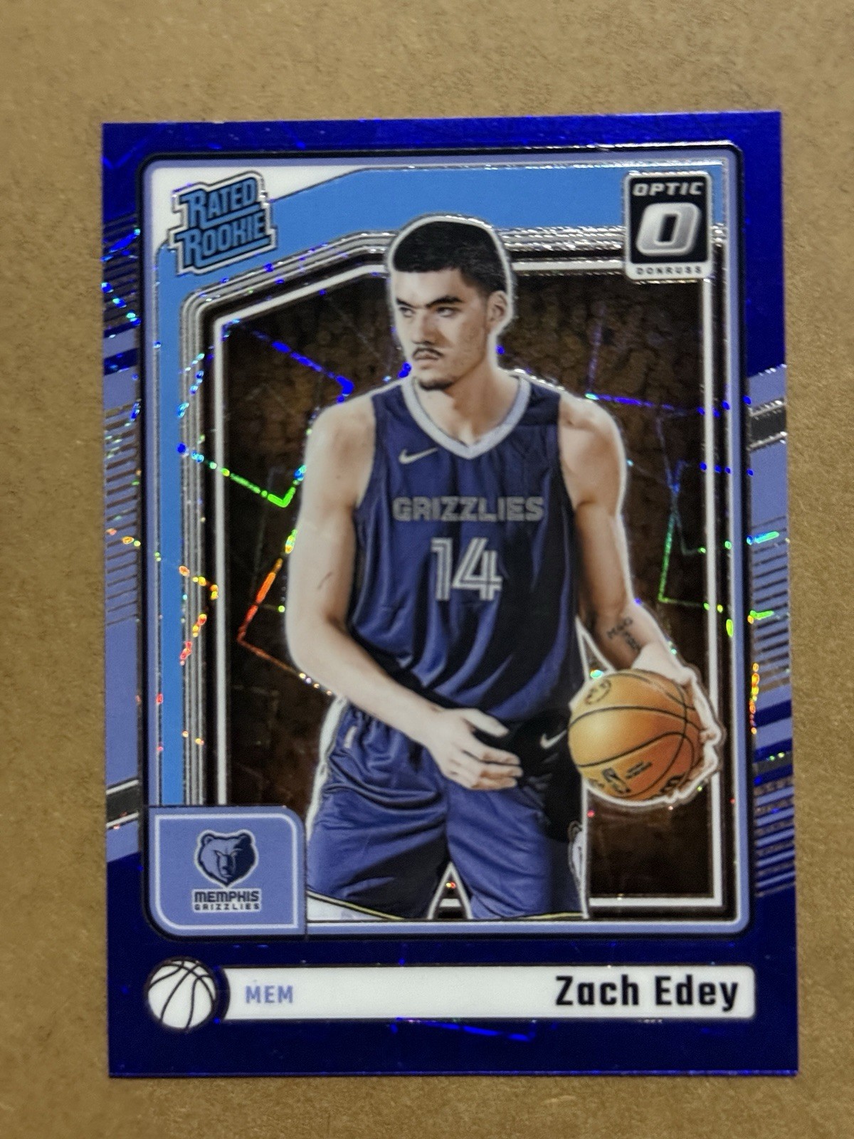 2024-25 Panini Donruss Optic - Rated Rookie Zach Edey #288 Blue Velocity Prizm