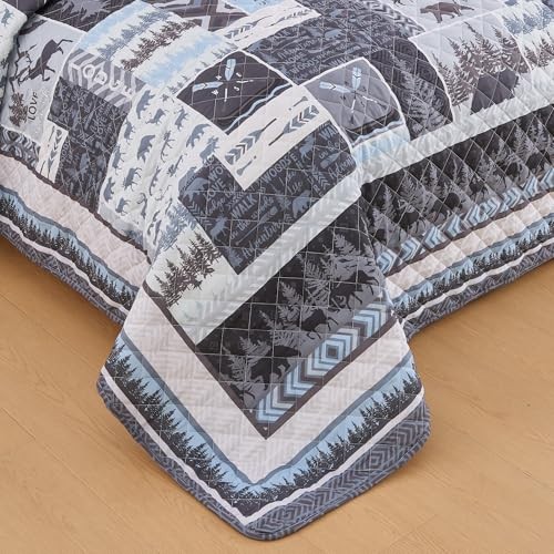 Rustic Quilts Size | 2-Piece Cabin Comforter Set with Sham Twin Wildlife Woods - Bild 4 von 8