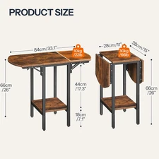 Folding Side Table, 2-Tier Sofa End Table with Expandable Desktop, Small Foldabl