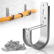 30 Pack Wall Mount J Hook with Retainer Clip,Galvanized Steel J Hooks for Cable 