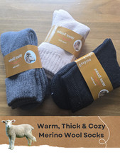 Unisex 3 PAIRS Men's Women's Gift Warm Winter Casual Merino Wool Socks-One Size