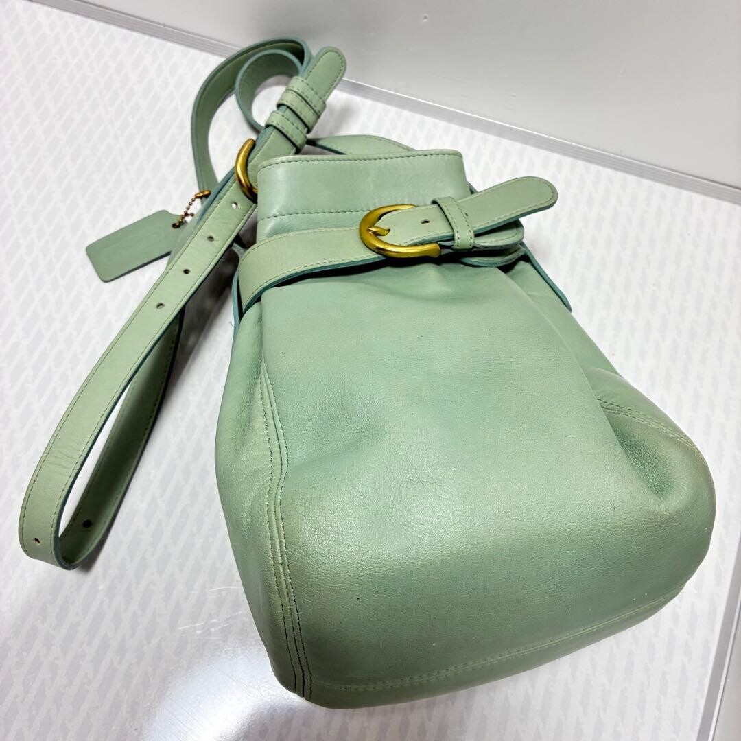 OLD COACH 4156 belted pouch USA製 Vintage Coach Soho Belted Pouch 4156 Mint Green Leath… - Gem