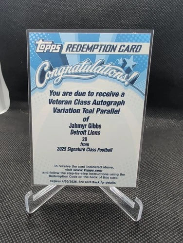2025 Topps Signature Jahmyr Gibbs Veteran Class Autographs (RAW)
