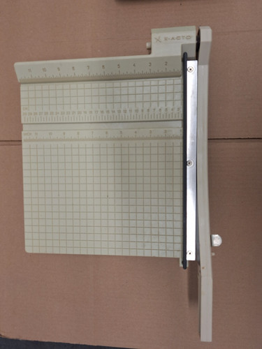 X-Acto Guillotine Paper Cutter - beige, measures in cm & inches, 12" wide manual