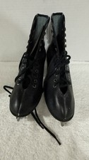 Vintage Brookfield Tempered Handmade Japan Black Leather Ice Skates No Size