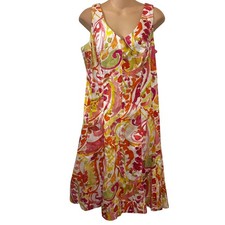 Chaps Ralph Lauren Women's Sheath Dress 12 NWT Sleeveless Floral Pink Orange