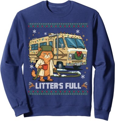 Litter's Full Funny Silly Cat Holding Coffee Meme Unisex Crewneck Sweatshirt