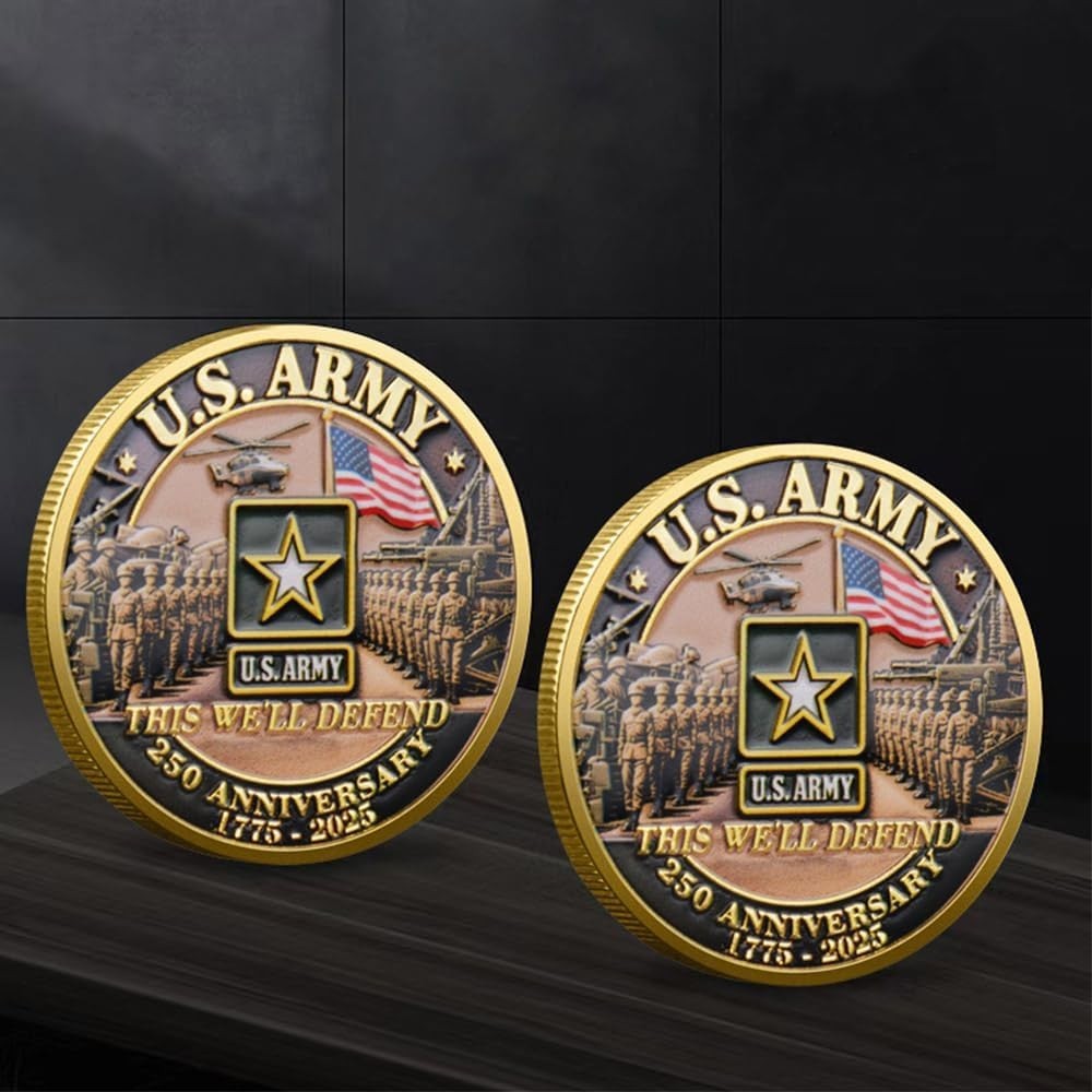 Double-Sided Gold-Plated Challenge Coin for U.S. Army's 250th