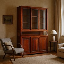 Credenza Antica Larice Lamierino Ante Scorrevoli Italia XX Secolo Originale