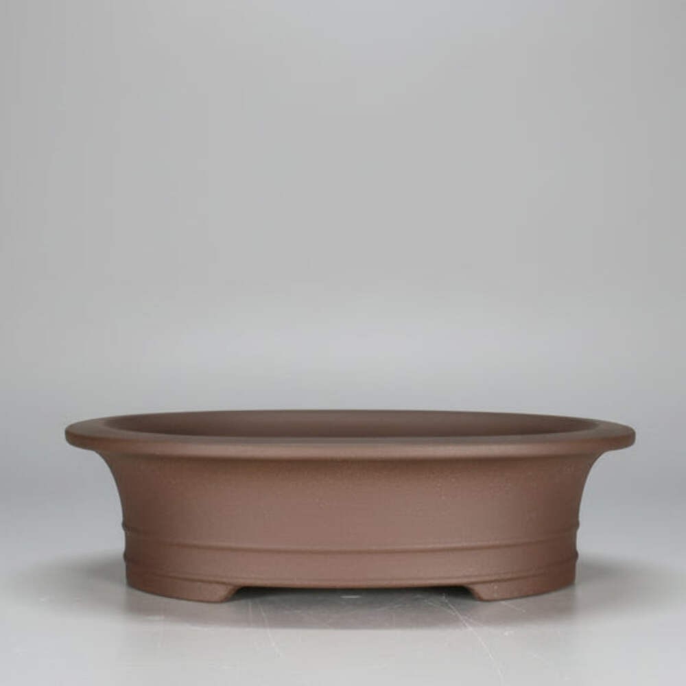 21cm Unglazed Bonsai Pot | Oval | 21cm x 18cm x 6cm | Brown