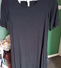 M&S Collection Black Cotton Jersey T-Shirt Dress Short Sleeve Midi Size 10