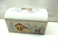 CERAMICA Scatola Natalizia Porta Pasticceria MARIA E GIUSEPPE PRESEPE NATALE BISCOTTIERA