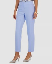 Kasper Women's Blue Stretch-Crepe Straight-Leg Dress Pants Petite Size 4P