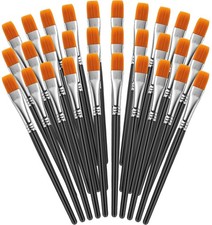 30 Pcs Kids Paint Brushes, Soft, Easy Clean, Short, Flat, Preschool, Acrylic