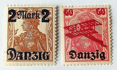 Danzig 1920 stamps Scott 27 mint and C2a LH
