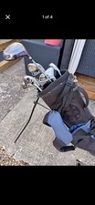 Black/Blue Golf Stand Bag, Nylon, Metal Frame, 3-Way Dividers, Zip
