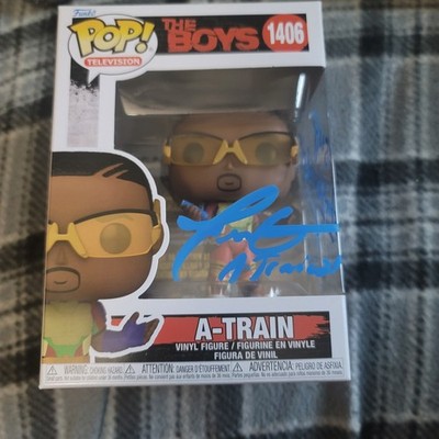 Funko Pop! Television The Boys A-Train #1406 Signed by Jessie T. Usher JSA COA