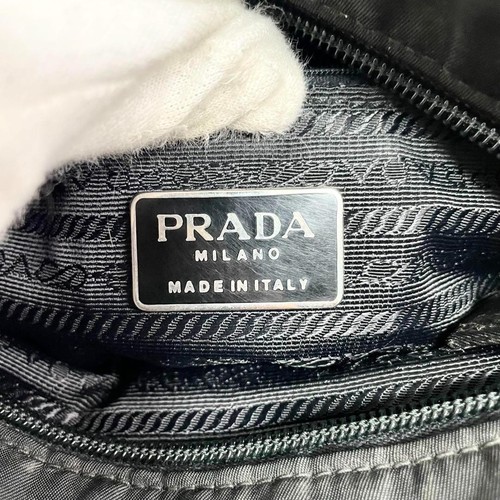 Prada Nylon Tote Bag Logo Beads Black Large Capacity Used - Picture 13 of 14