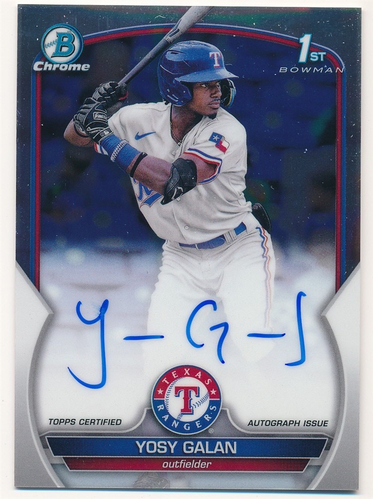 YOSY GALAN 2023 BOWMAN CHROME #CPA-YGA AUTO AUTOGRAPH RANGERS MINT