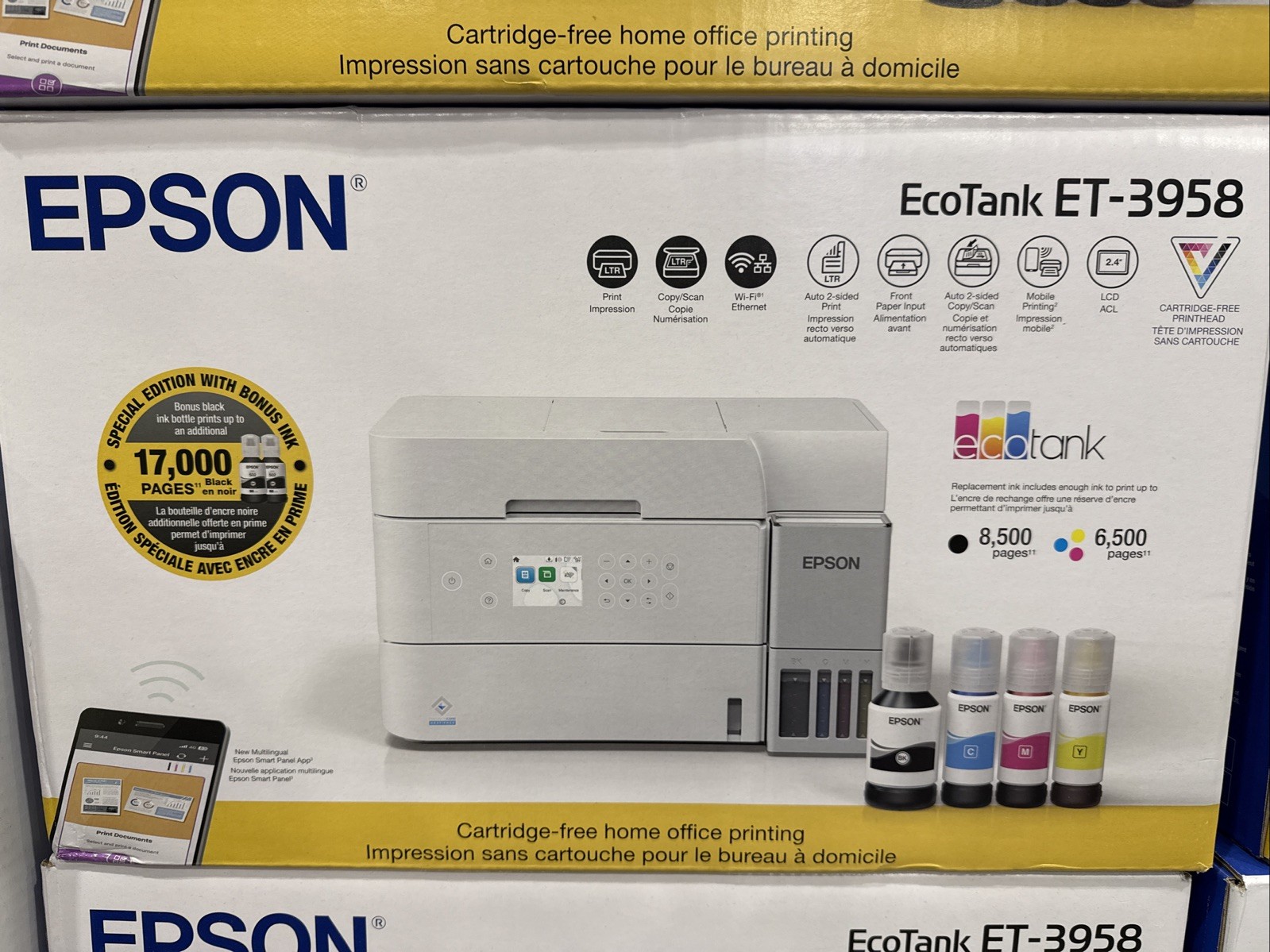 Epson EcoTank ET-3958 Wireless All-in-One Color Supertank Printer ...