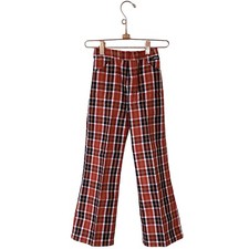 Vtg 70s Rough Housers Plaid Bellbottom Pants Kids Sears Perma Prest Size 6X
