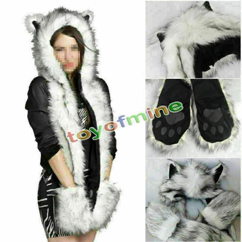 Animal Hood Hoodie Hat Faux Fur 
