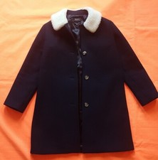 Apc Wool Blend Trench Faux Fur Collar Doll Coat Women Size 34