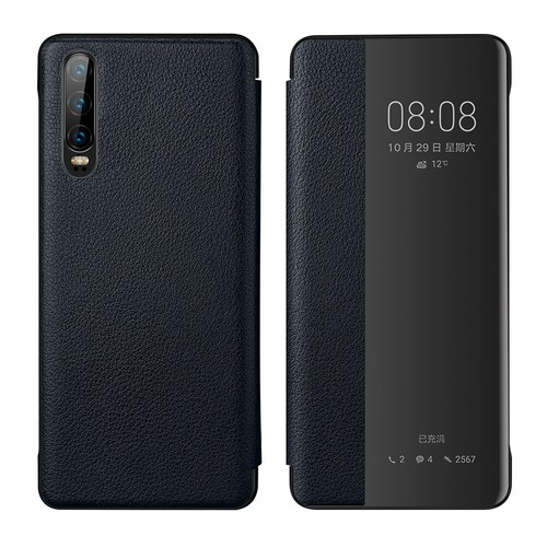 Luxury Genuine Cowhide Leather Window Flip Smart Case Cover F Huawei P30 P30 Pro - Picture 16 of 24