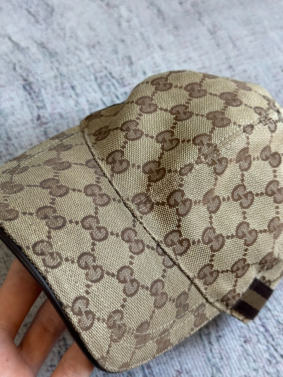 Authentic Gucci Hat Rare Band Brown GG Monogram Canvas Beige Authentic Gucci Hat Rare Band Brown GG Monogram Canvas Beige