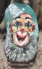 “Crazy Fun Abstract Clown” Hand Painted Rock Collectible Outdoor Art Decor