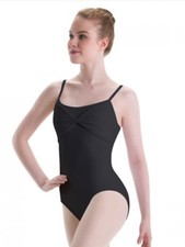 MotionWear Adult Size Medium Black Drape Front Camisole Dance Leotard