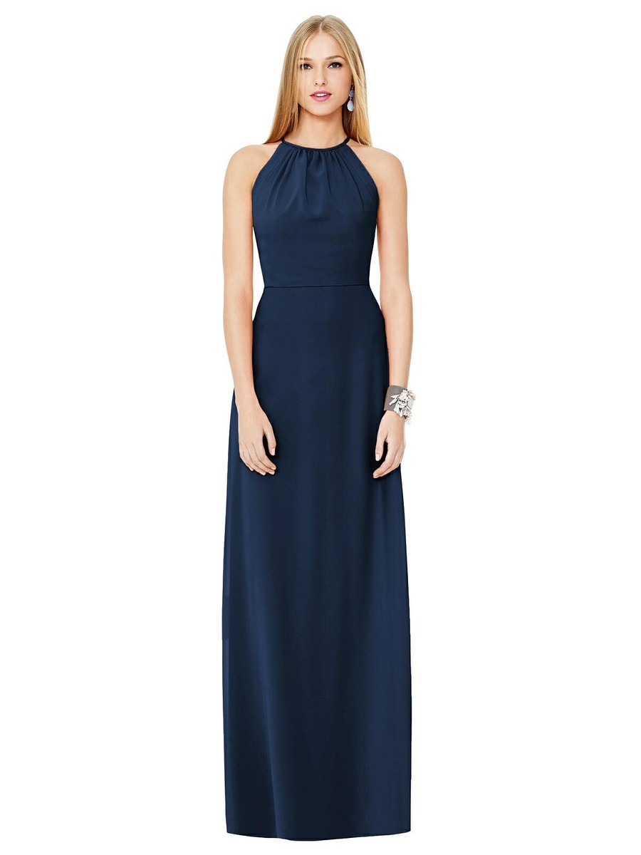 Dessy 8151.....Full Length, Halter, Open Back Dress....Midnight...Size  12...NWT | eBay