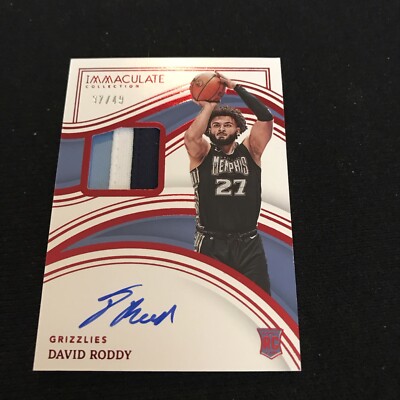 2022-23 Immaculate David Roddy Red Rookie Patch Auto Autograph RC #37/ ...