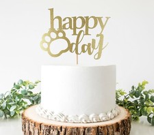 Happy Pawday Cake Topper For Your Dog's 1st Birthday Doubled Sided Gold Glitter