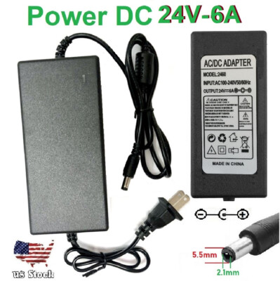 24V 6A 144W Converter Adapter Power Supply Charger For LED Strip 5.5mm x 2.1mm