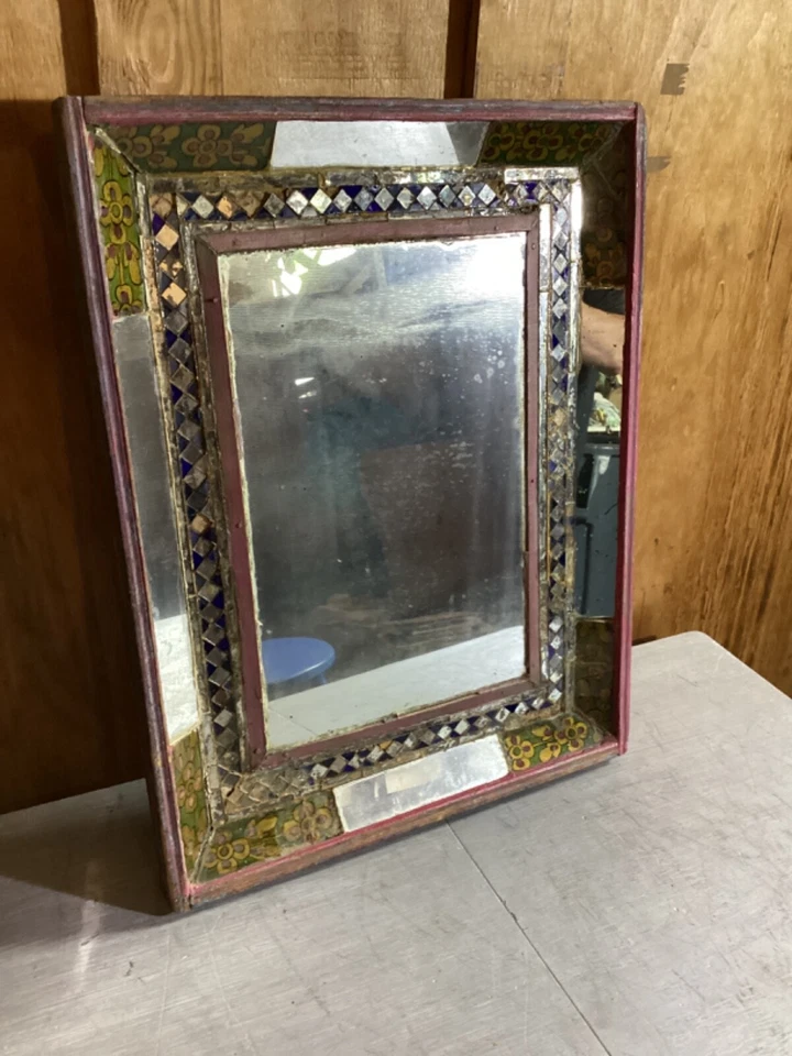 19” x 24 Soho Style Mirror Antique Floral Work of Art! 1940’s - Image 2 of 4