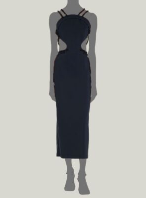 $1298 Cult Gaia Women's Black Beaded Trim Cutout Belva Gown Dress Size M