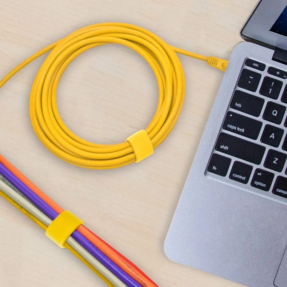 Рулонная многоразовая самокрепящаяся лента для крепления кабеля петля крючка 50 футов желтая 5 шт. - Изображение 4 из 4