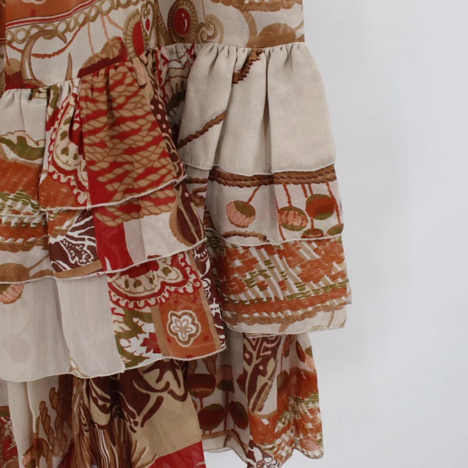 Falda Blumarine Vintage Mujer EU 40 Seda Floral Volantes Acampanada Hecha en Italia Foto 2 de 4